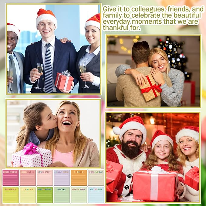 Yinder 24 Pcs Inspirational Sticky Notes Christmas Stocking Stuffers Motivational Sticky Notes Pad Employee Appreciation Gift Bulk for Teacher Nurse Coworker Office 3 x 3'' (Inspirational,Macaroon)