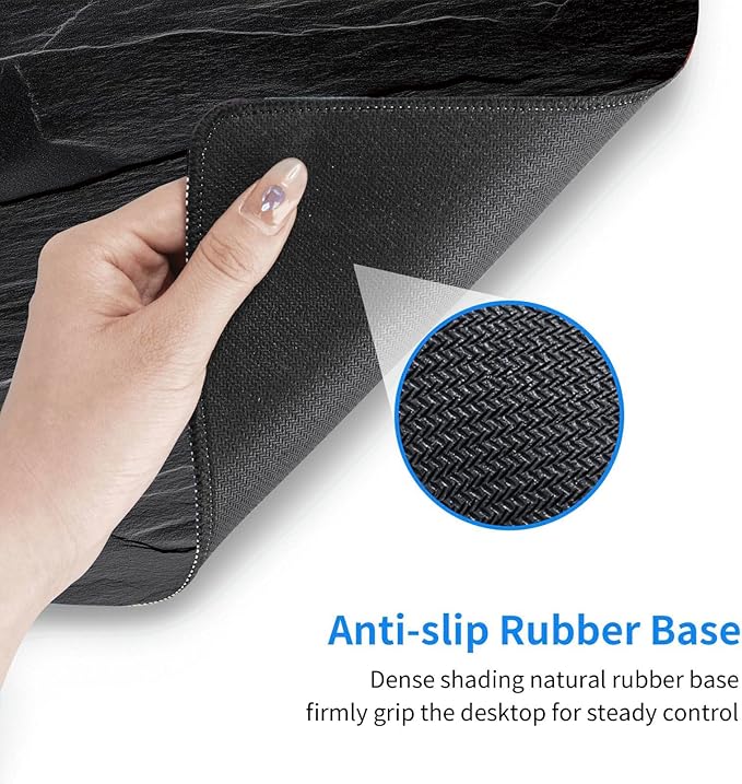 Mouse Pad Gaming Mousepad 31.5x11.8 Inch - 3mm Durable Fabric with Non-Slip Base, Waterproof Surface & Reinforced Edges for Gamers, Work Desks and Streaming Setups(Black Rock)