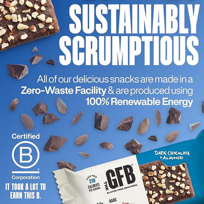 The GFB Dark Chocolate Almond Protein Bars - Gluten Free, Plant Based, Non GMO, Sustainably Made – Ridiculously Tasty, Healthy, Vegan, Nutrition Snack Protein Bars, 2.05 oz (12 Count)