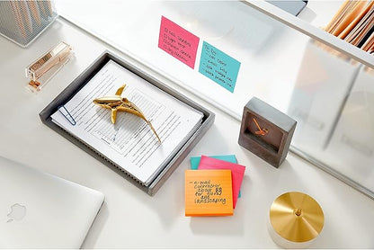 Post-it Super Sticky Notes, Assorted Sizes, 4 Pads, 2X The Sticking Power, Supernova Neons, Neon Colors, Recyclable (4622-SSMIA)