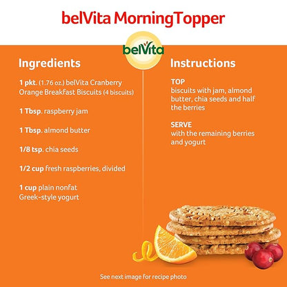 belVita Breakfast Bars Biscuits, Cranberry Orange, 30 Total Packs, 6 Boxes (4 Biscuits Per Pack)