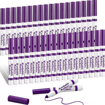 Janlaugh 36 Pcs purple Washable Markers Bulk Coloring Broad Line Markers for Kids purple Conical Tip drawing pen for School Supplies, travel Art baby shower gender reveal party Supplies, Ages 6+