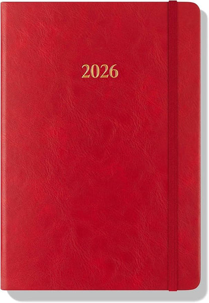 Wykeham's Executive 2026 Daily Journal Planner – US Public Holidays & Format – Customization Available (Crimson, 8.5"×5.5")