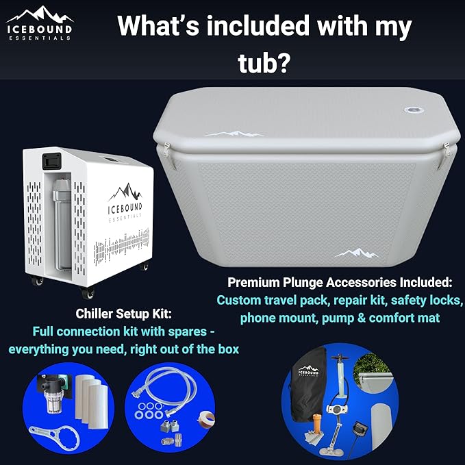 Cold Plunge Tub with Water Chiller - 1HP Efficient Hot and Cold Water Chiller for Ice Bath - Premium Ice Bath Tub with Chiller - WiFi - Filter - Ozone/UV - Ice Bath with Chiller