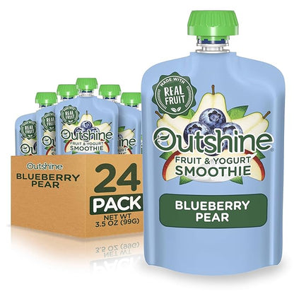 Outshine Fruit & Yogurt Smoothie Blueberry Pear, 24-Pack of 3.5oz Fruit & Yogurt Pouches