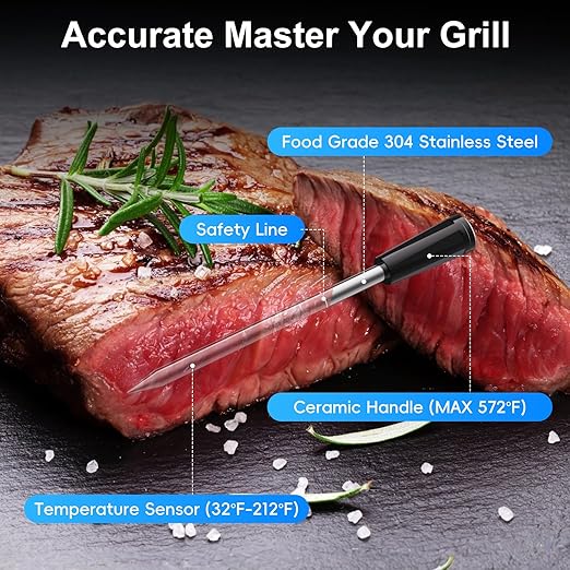 Wireless Bluetooth Meat Thermometer - 2 Probes & App Control, Valentines Day Birthday Gifts for Men Him, Smart Digital Thermometer for Cooking, Oven, Smoker, BBQ, Grill