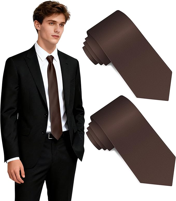 Fineknot Black Ties for Men, Formal Neckties for Men, Solid Color Mens Ties for Business, Wedding, Party, Mens Neck Tie