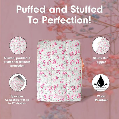 Sonix | Puffy Laptop Sleeve | 15-16 Inch, Quilted Pillow Puffer Laptop Carrying Case, Computer Sleeve | Cottage Floral