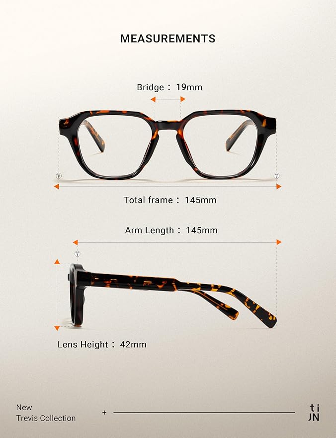 TIJN Blue Light Blocking Glasses for Women Men TR90 Rectangle Frame and Chic Preppy Style Computer Screen Glasses