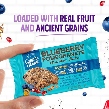 Cooper Street Granola Bakes in Delicious Blueberry Pomegranate Flavor | Healthy Chewy Granola Bars with Chia, Flax, Buckwheat and Oats | Individually Wrapped Healthy Breakfast Bars | 6 oz | 2 Pack