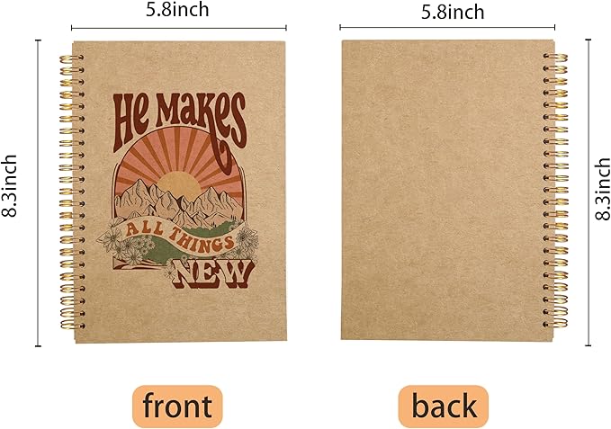 Christian Spiral Notebook,Christian Journal,Christian Notebook for Women Men Writing,Bible Cover Spiral Notebook 8.3×5.5 Inch Kraft Paper
