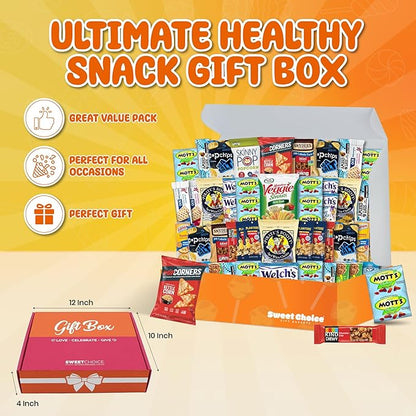Healthy Snacks Variety Pack for Adults, Kids and Teens (50 Count) - Healthy Snack Box with Chips, Cookies & Granola Bars for Birthdays and Office - Care Package for College Students
