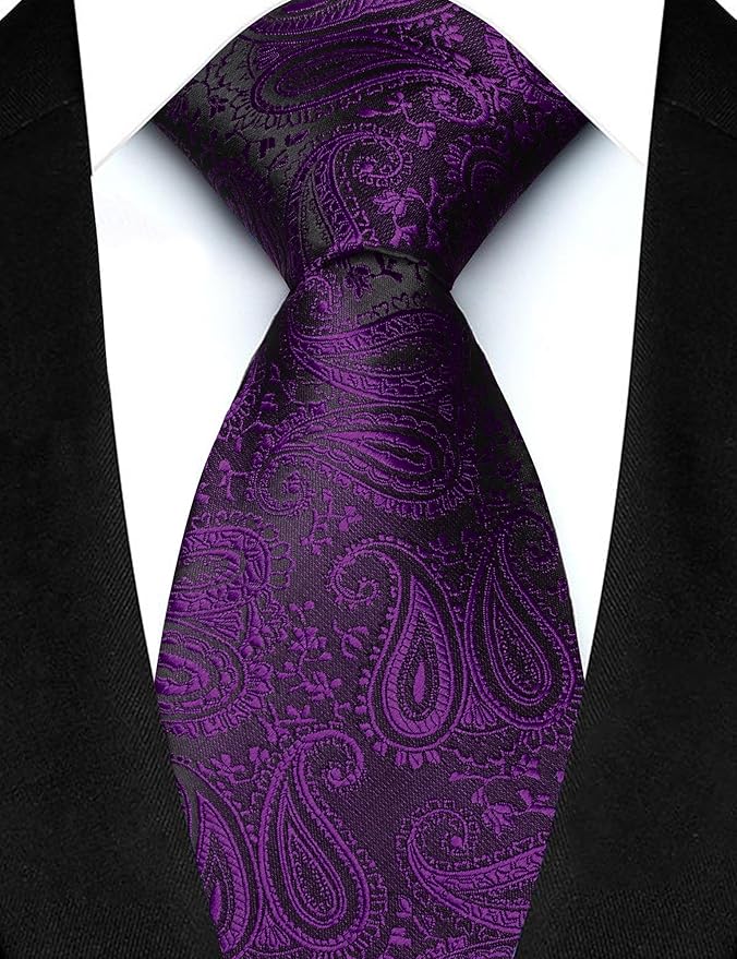 JEMYGINS Mens Paisley Tie and Lapel Pin Necktie Pocket Square and Tie Clip with Sets for Business Casual 4PCS
