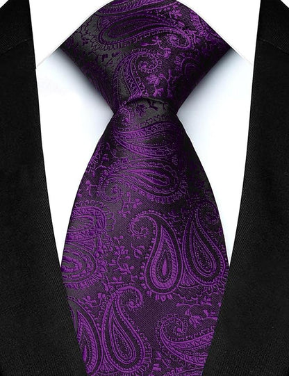JEMYGINS Mens Paisley Tie and Lapel Pin Necktie Pocket Square and Tie Clip with Sets for Business Casual 4PCS