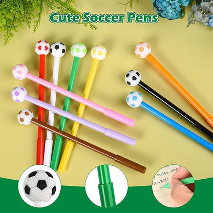LiYiQ 100 Pcs Soccer Cartoon Cute Fun Pens for Kids Kawaii Soccer Shape Gel Black Ink Pen Cute Soccer Pens for School Office Home Student Kids Present