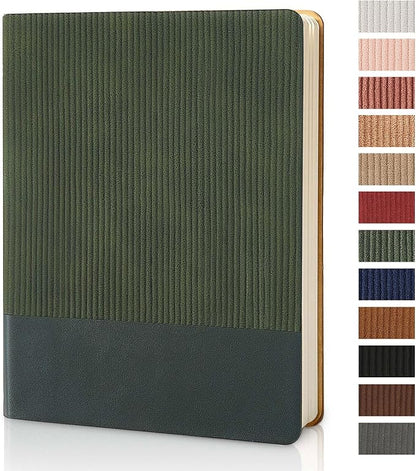 Lined Journal Notebook for Work College Ruled Note Book 7.2"x9.6" B5 PU Leather Daily Journaling 160 Pages for Women Men Writing Home School Supplies Business (Dark Green)
