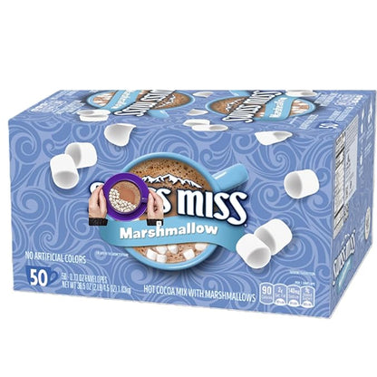 Hot Cocoa Mix with Marshmallows, Rich & Creamy Instant Chocolate Drink, Single-Serve Packets (50 Count) – Perfect Winter Beverage for Family, Kids & Parties