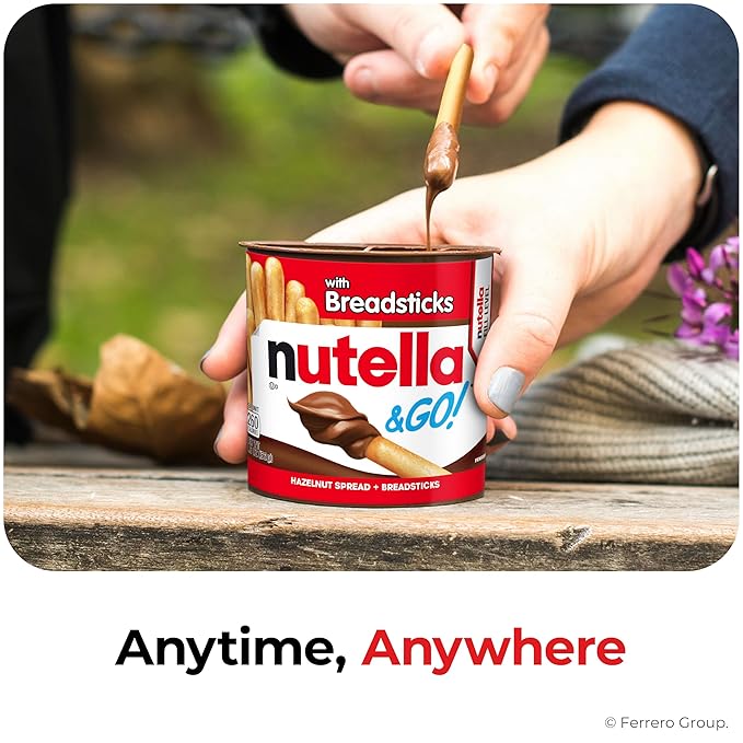 Nutella & GO! Bulk 12 Pack, Hazelnut and Cocoa Spread with Breadsticks, Stocking Stuffers, Snack Cups, 1.8 oz Each