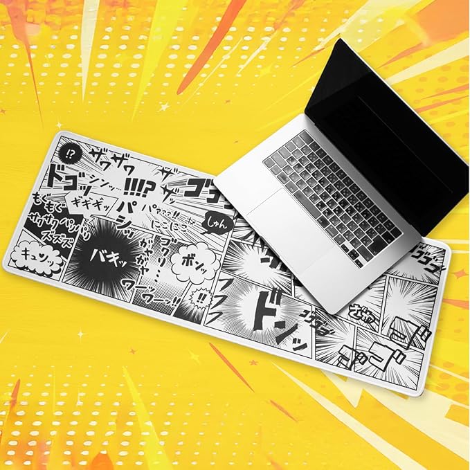 BELLEMOND Japanese Art Desk Mat | Large 31.5x11.8in Desk Pad | Anime Mouse Pad for Keyboard & Mouse | Non-Slip Base, Water-Repellent, Smooth Precision | Manga Burst