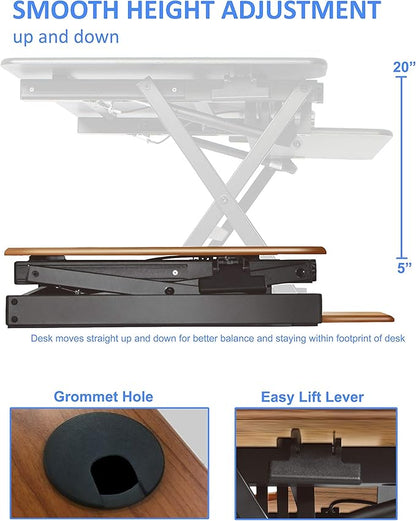 Rocelco 46" Large Height Adjustable Standing Desk Converter with Anti Fatigue Mat BUNDLE - Quick Sit Stand Up Triple Monitor Riser - Retractable Keyboard Tray - Black (R DADRB-46-MAFM)