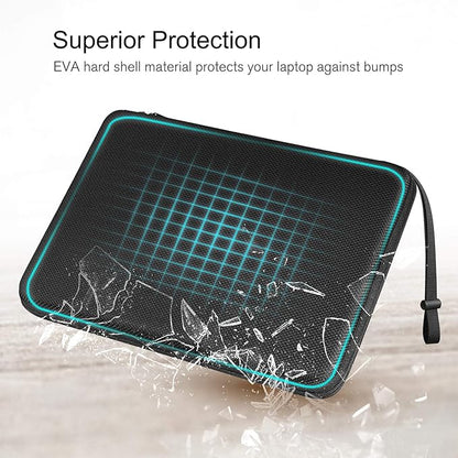 FINPAC Hard Laptop Sleeve with Accessory Pouch Compatible with 13 inch MacBook Air M4 2025 M3 2024, 14 inch MacBook Pro M5/M4/M3/M2, Surface Laptop Waterproof Case, Black