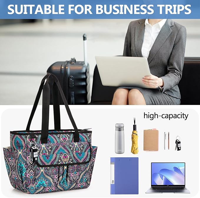 LoDrid File Bag with Extra Document Organizer Case for Letter Size File Folder, Large Utility Bag with 15.6” Laptop Padded Sleeve for Work, Business, Totem