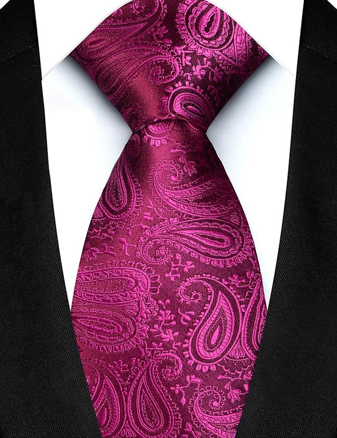 JEMYGINS Mens Paisley Tie and Lapel Pin Necktie Pocket Square and Tie Clip with Sets for Business Casual 4PCS