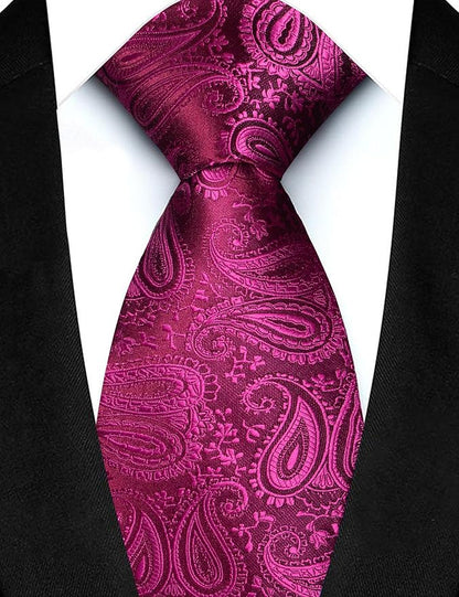 JEMYGINS Mens Paisley Tie and Lapel Pin Necktie Pocket Square and Tie Clip with Sets for Business Casual 4PCS