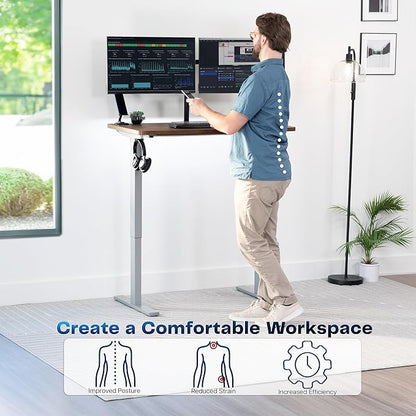 VIVO Electric 43 x 24 in Rustic Standing Desk, Memory Height Adjustment, 1B Series, One-Piece Vintage Brown Top, Gray Frame, DESK-KIT-1G4N