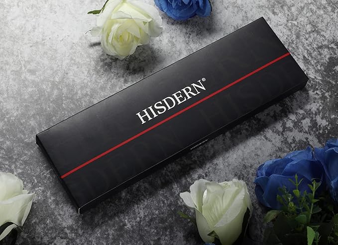 HISDERN Men Floral Ties Woven Classic 3.4" Necktie Set Formal Tie Pocket Square for Wedding with Handkerchief Gift Box