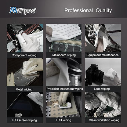 AAWipes Cleanroom Wipe Cloths (Grade A) - Safe Electrostatic Discharge (ESD) Polyester Wiper Special ESD-Safer Wiper Cloths Lint Free Static Dissipasive Wipers (6"x6") 100pcs