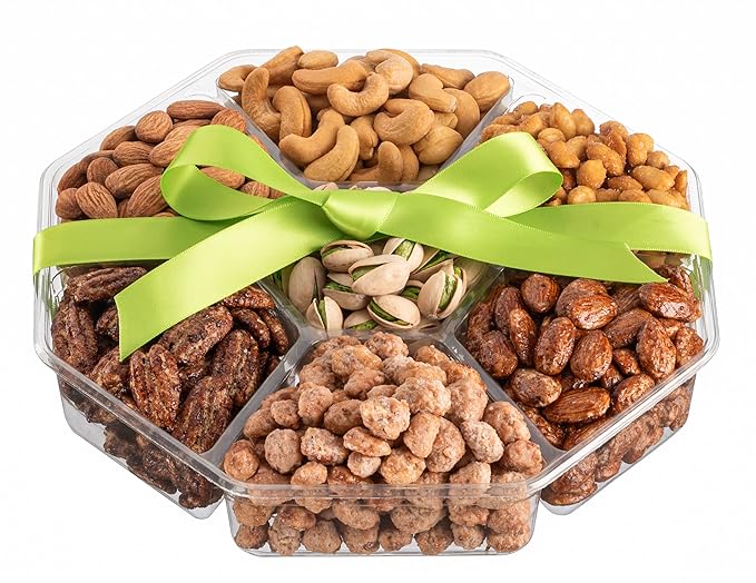 Nuts Gift Basket - Assortment of Sweet & Roasted Salted Gourmet Nuts - Assorted Food Gift Box for Birthday, Family, Sympathy, Men & Women.
