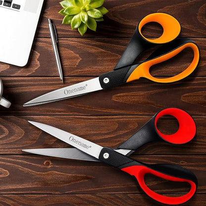 OneName Left Handed Scissors,8 Inch Lefty Scissors All Purpose,Stainless Steel Sharp Blade Soft Comfort-Grip Left Handed Scissor Adults,Great for Office,Home,Sewing,School Crafting 2 Pack
