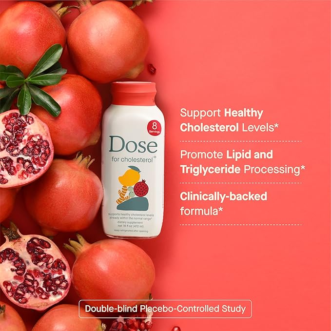 DOSE for Cholesterol Supplements Maintain Healthy Cholesterol Levels and Supports Cardiovascular Health Gluten-Free Vegan Zero Sugar, 16oz Bottle, 6 Pack (6 Week Supply)