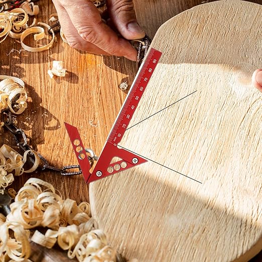 Circle Center Finder Tool Aluminum Alloy Center-Positioning Ruler High-Precision Centering Rulers Multi Angle Ruler 45/90 Degree Center Finder-Ruler Multi-Function Arrow Rulers (Red Metric)