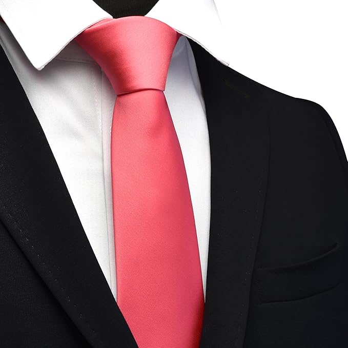 Branduce 3.15"（8cm） Mens Solid Satin Tie Pure Color Necktie for Business and Wedding + Gift Box