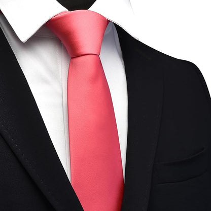 Branduce 3.15"（8cm） Mens Solid Satin Tie Pure Color Necktie for Business and Wedding + Gift Box