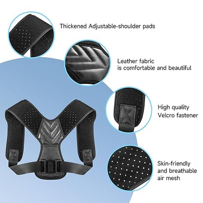 Posture Corrector for Women and Men, Adjustable Shoulder Brace Back Support for Men, Upper Back Brace for Women, Shoulder Straightener Neck Posture Corrector, Black M