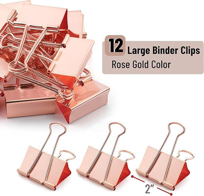 Mr. Pen- Jumbo Binder Clips, 2 Inch, 12 Pack, Rose Gold