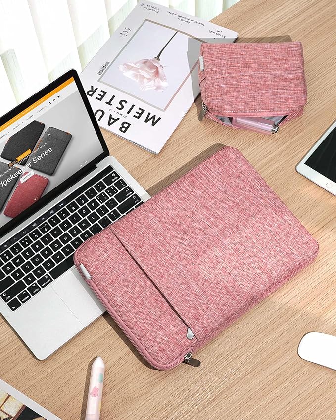 Inateck 360° Protection Laptop Bag with Accessory Bag, Compatible with 13-inch MacBook Air/Pro M4 M3 M2 M1 2016-2025, Red