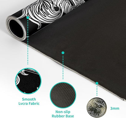 Dragon Gaming Mouse Pad Black Large Mouse Pad for Keyboard and Mousepad Desk Mat with 3mm Non-Slip Base and Stitched Edge for Gaming and Office Computer Mat Protector Mat 27.6x11.8 Inch