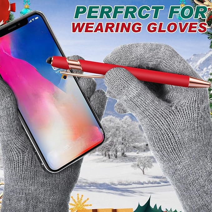 Tenare 12 Pieces 2 in 1 Stylus Metal Ballpoint Pen with Stylus Tip, 1.0 mm Black Ink Ballpoint Pen for Touch Screens(Red and Green)