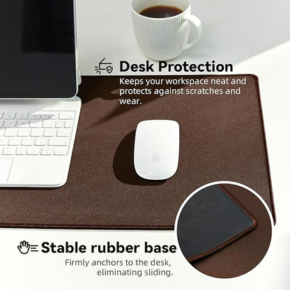 Waterproof Large Gaming Mouse Pad with Durable Stitched Edges, Non-Slip Rubber Base, Grainy Jacquard Mouse Mat Desk Pad for Home Office Gaming, 35.4''x15.7''x0.12'', Matte Brown