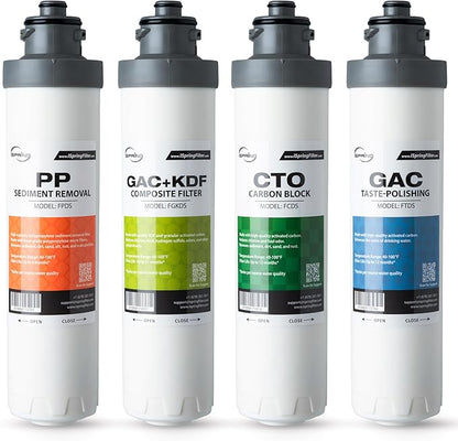 iSpring F4DS 6-12 Months Replacement Supply Filter Cartridge Pack Set for DS4B & DS4S Bottleless Water Dispensers, Includes 1x FPDS, 1x FGKDS, 1x FCDS, 1x FTDS