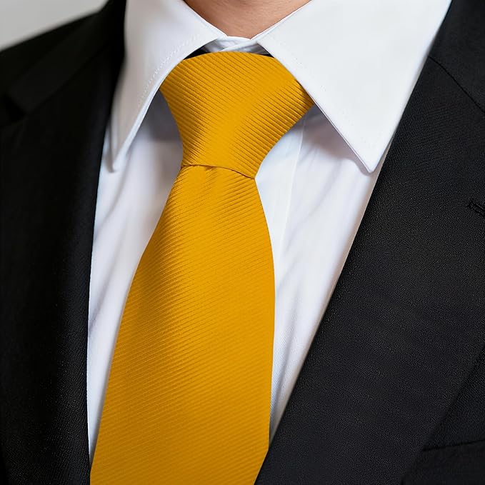 Fineknot Black Ties for Men, Formal Neckties for Men, Solid Color Mens Ties for Business, Wedding, Party, Mens Neck Tie