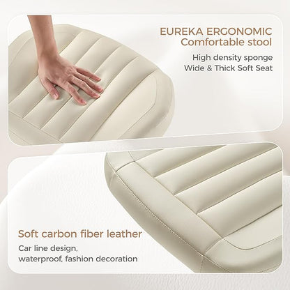 EUREKA ERGONOMIC Multi-Use Foot Stool, Height Adjustable Footrest Stool with Wheels, 360°Swivel Leg Rest Rolling Chair, Rest Ottoman Under Desk for Home Office,Beige