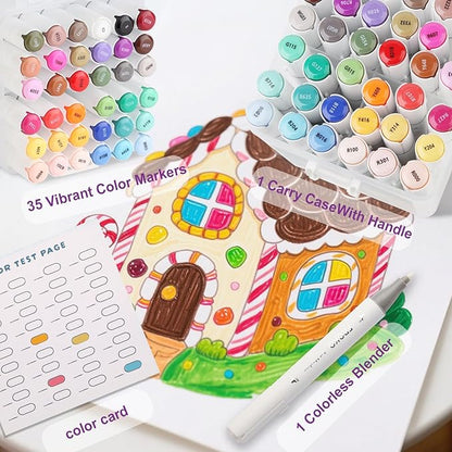 FROKO Alcohol Markers, 36 Colors Dual Tip Art Markers with Carrying Case, Drawing Marker, Coloring Marker for Kids Sketching Adult Coloring