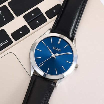 BUREI Men Watches Fashion Analog Stainless Steel Quartz Waterproof Watches,Gift for Men.