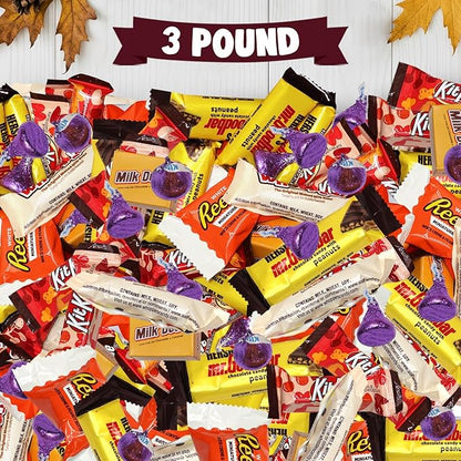 Thanksgiving Candy Bulk Assorted Chocolate Candy Variety Pack - 3 lb Large Mix Individually Wrapped Party Chocolates for Basket Fillers, Party Favors & Treat Bags