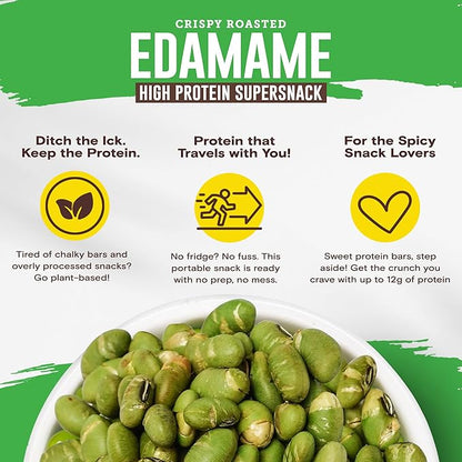 Biena Crispy Roasted Edamame Beans Snack – High Protein Low Carb Snack for Adults & Kids, 12g Protein per Serving - Made w/Avocado Oil – Vegan, Gluten-Free – 10-Pack, 1.05oz Bags, Chili Lime